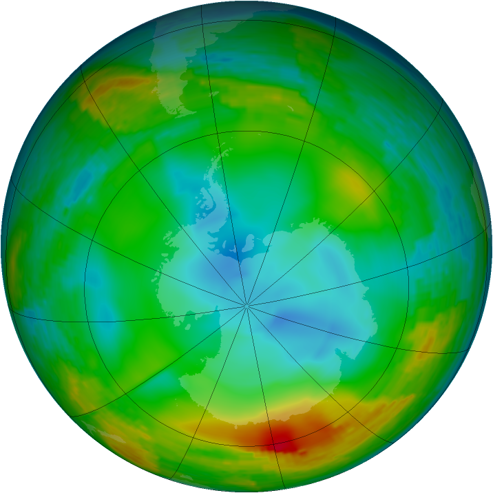 Antarctic ozone map for 05 August 1994